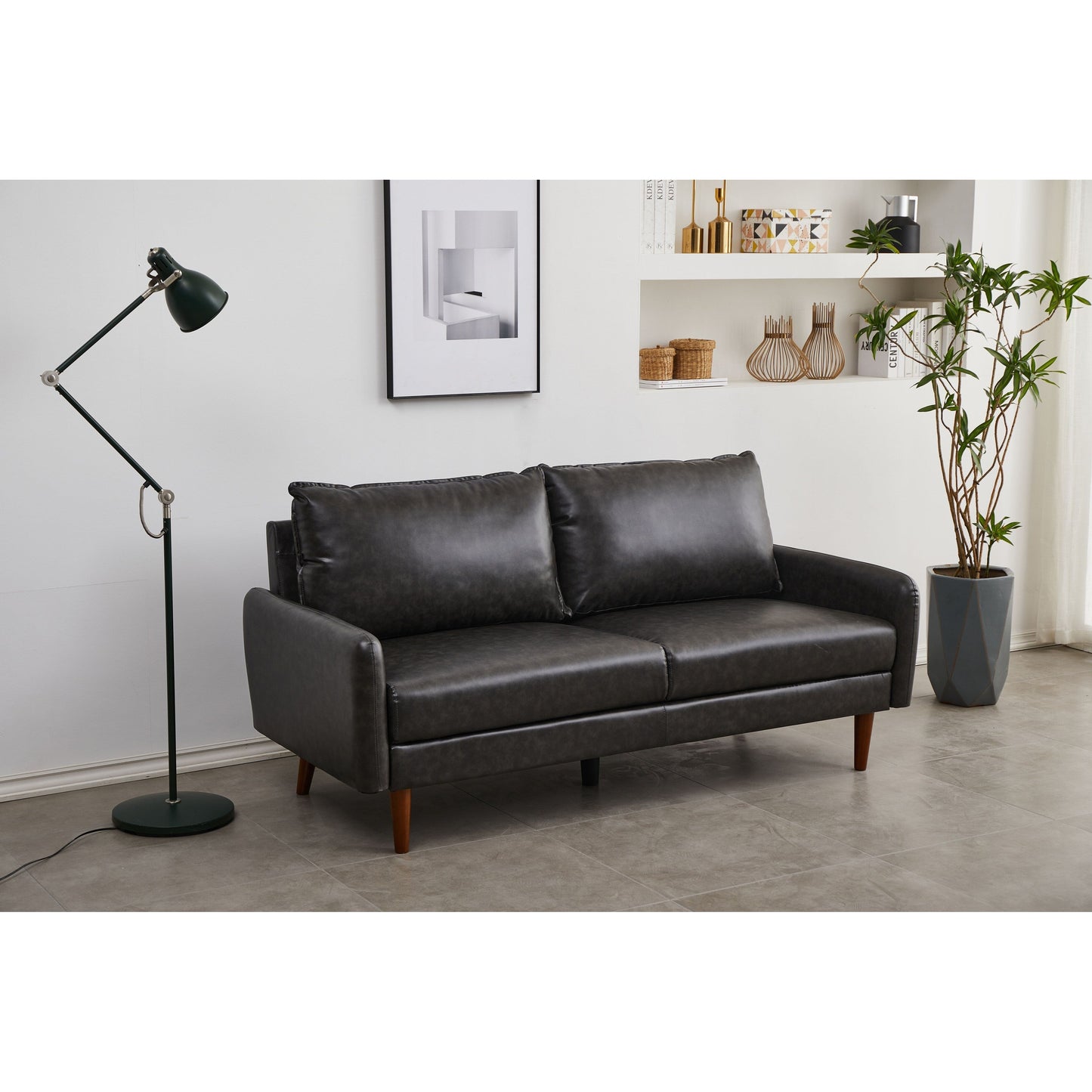 Faux leather 70'' Square Arm Sofa