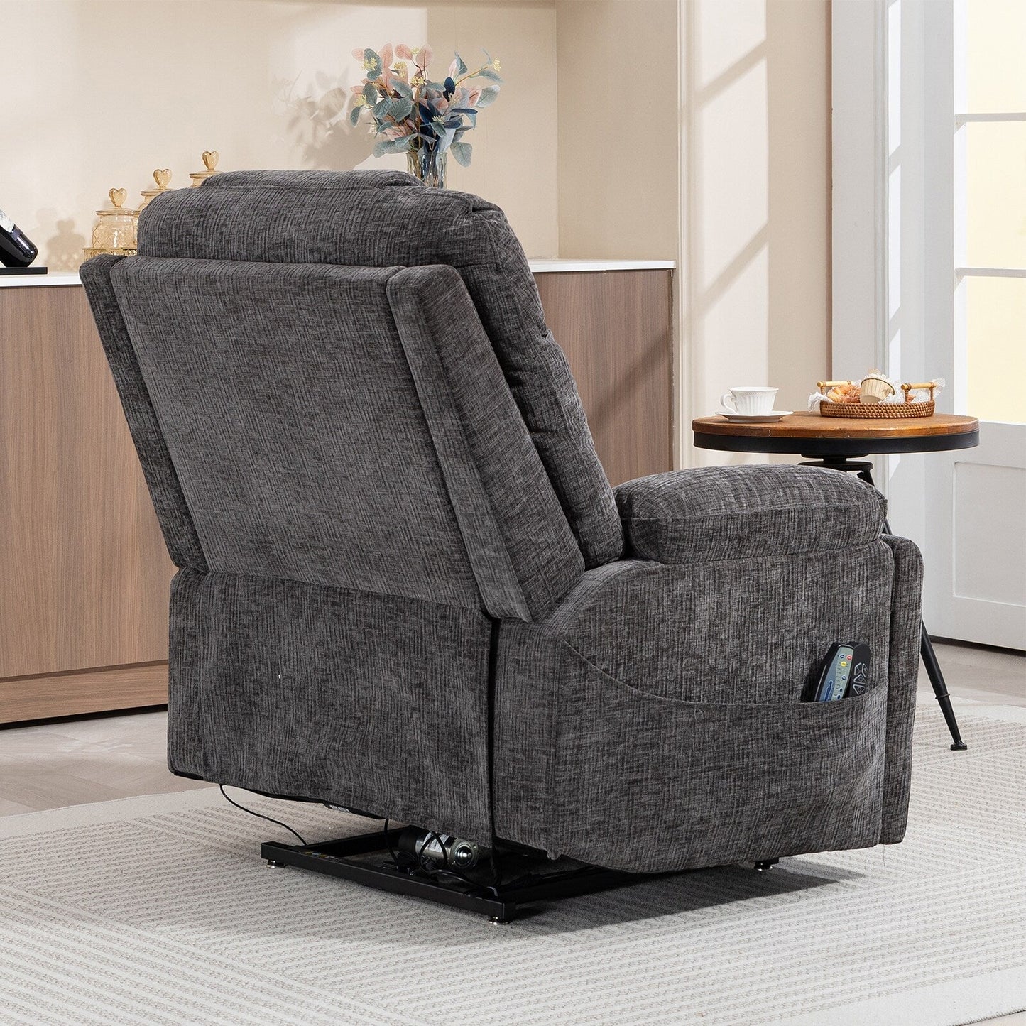 Flagship Dual Motor 26 Oversized Chenille Power Lift Recliner Chair