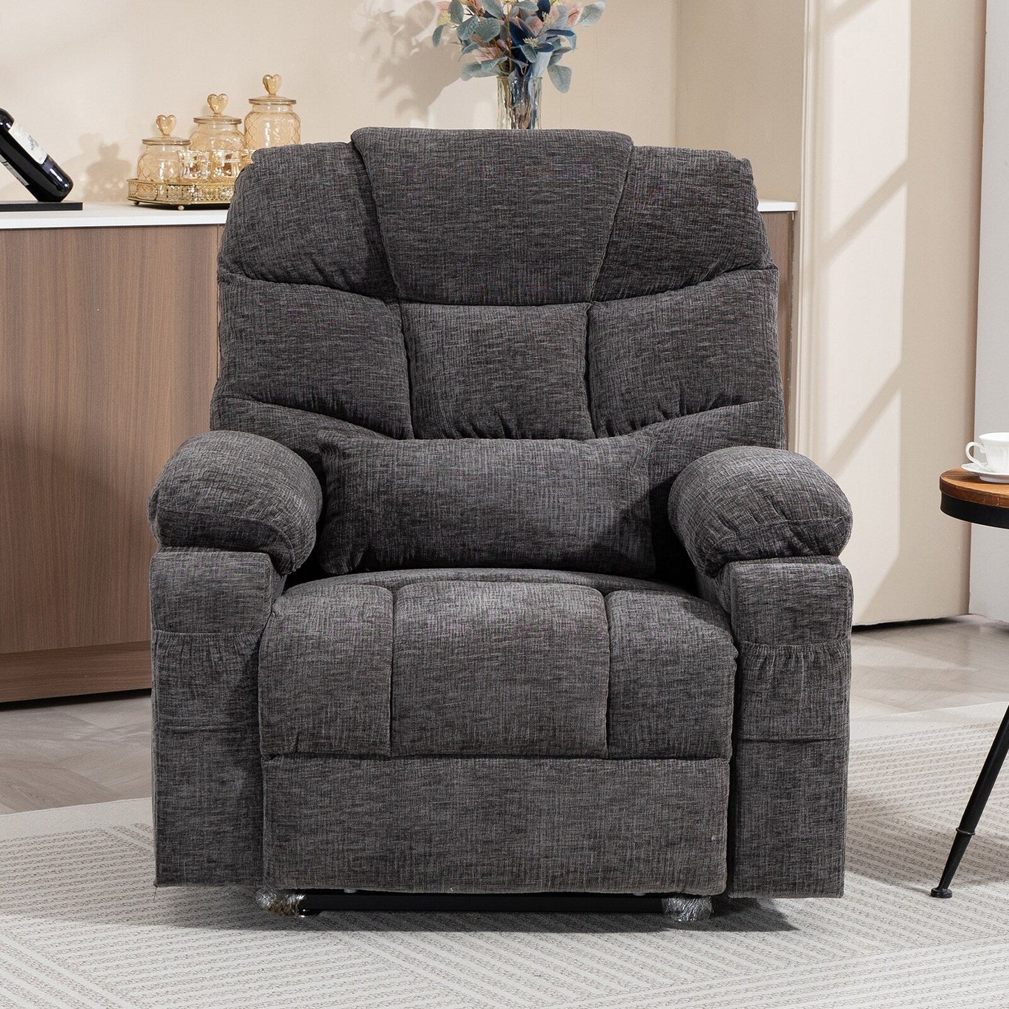 Flagship Dual Motor 26 Oversized Chenille Power Lift Recliner Chair