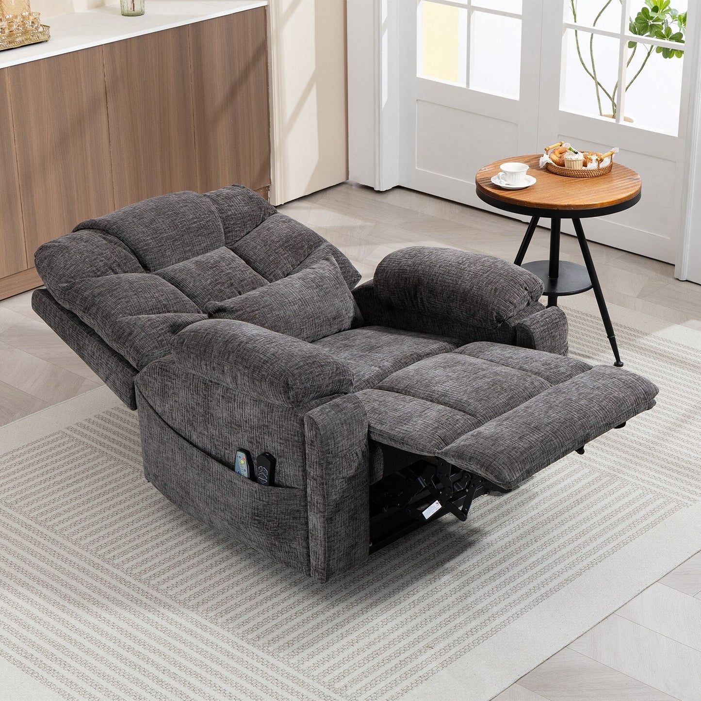 Flagship Dual Motor 26 Oversized Chenille Power Lift Recliner Chair