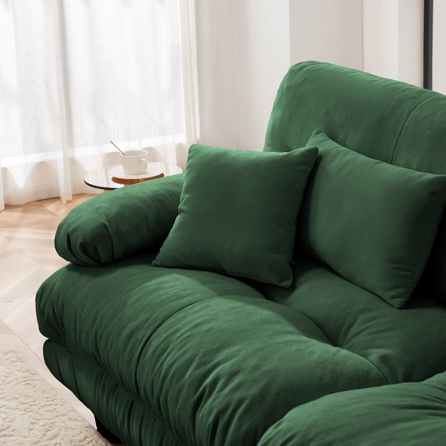 Free Combination Modular Chenille 4-Seater Sectional Sofa with 2 Ottomans and Pillow for Living Room