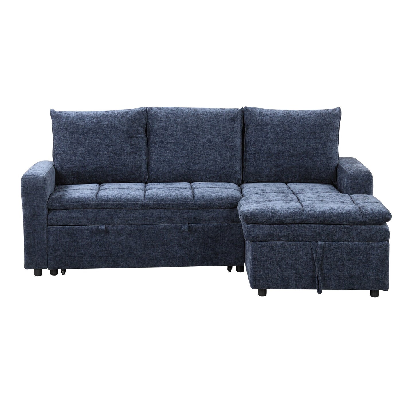 Free Conversion L-Shaped 3-Seat Sectional Sofa Bed with Storage Space and Removable Cushions for Living Room Apartment
