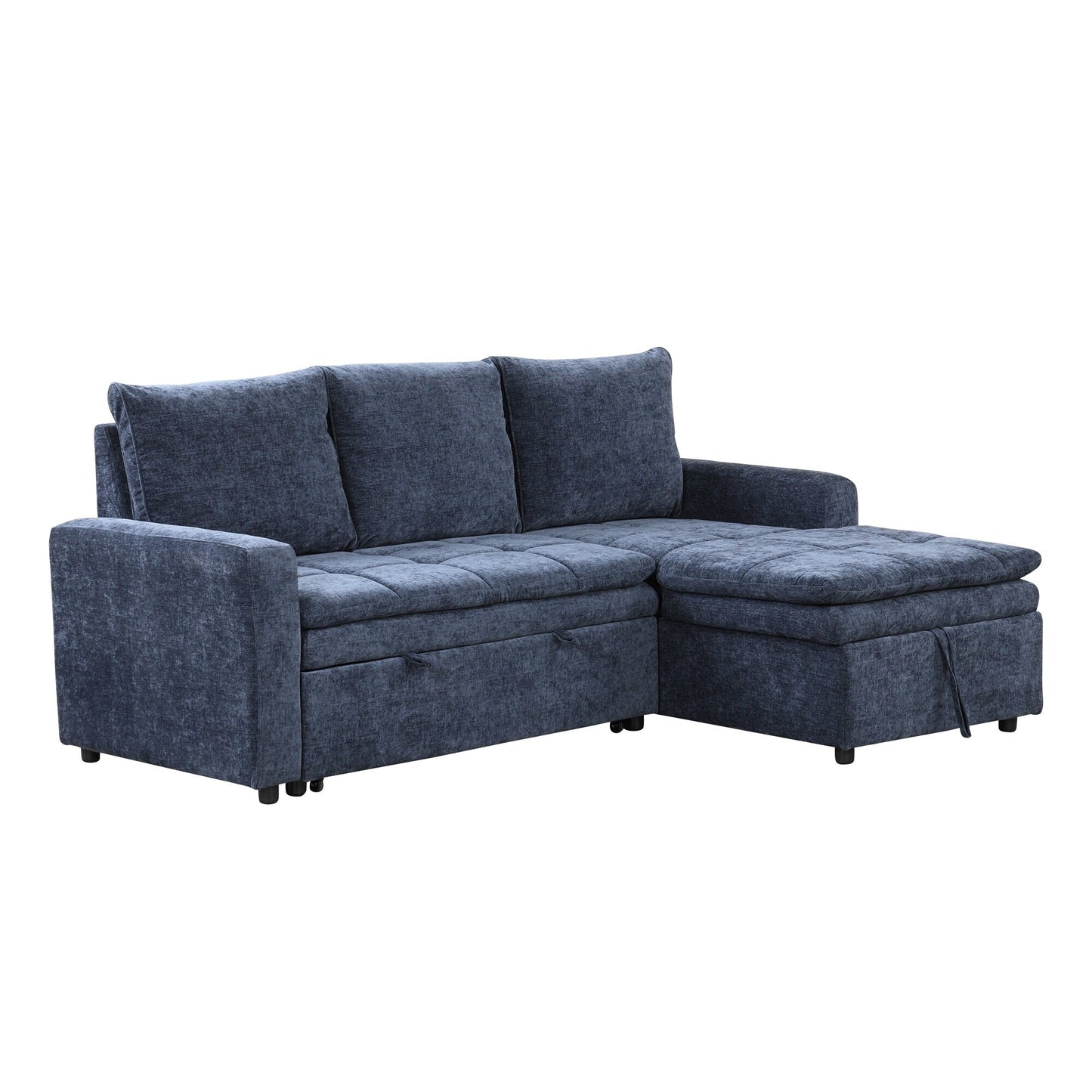 Free Conversion L-Shaped 3-Seat Sectional Sofa Bed with Storage Space and Removable Cushions for Living Room Apartment
