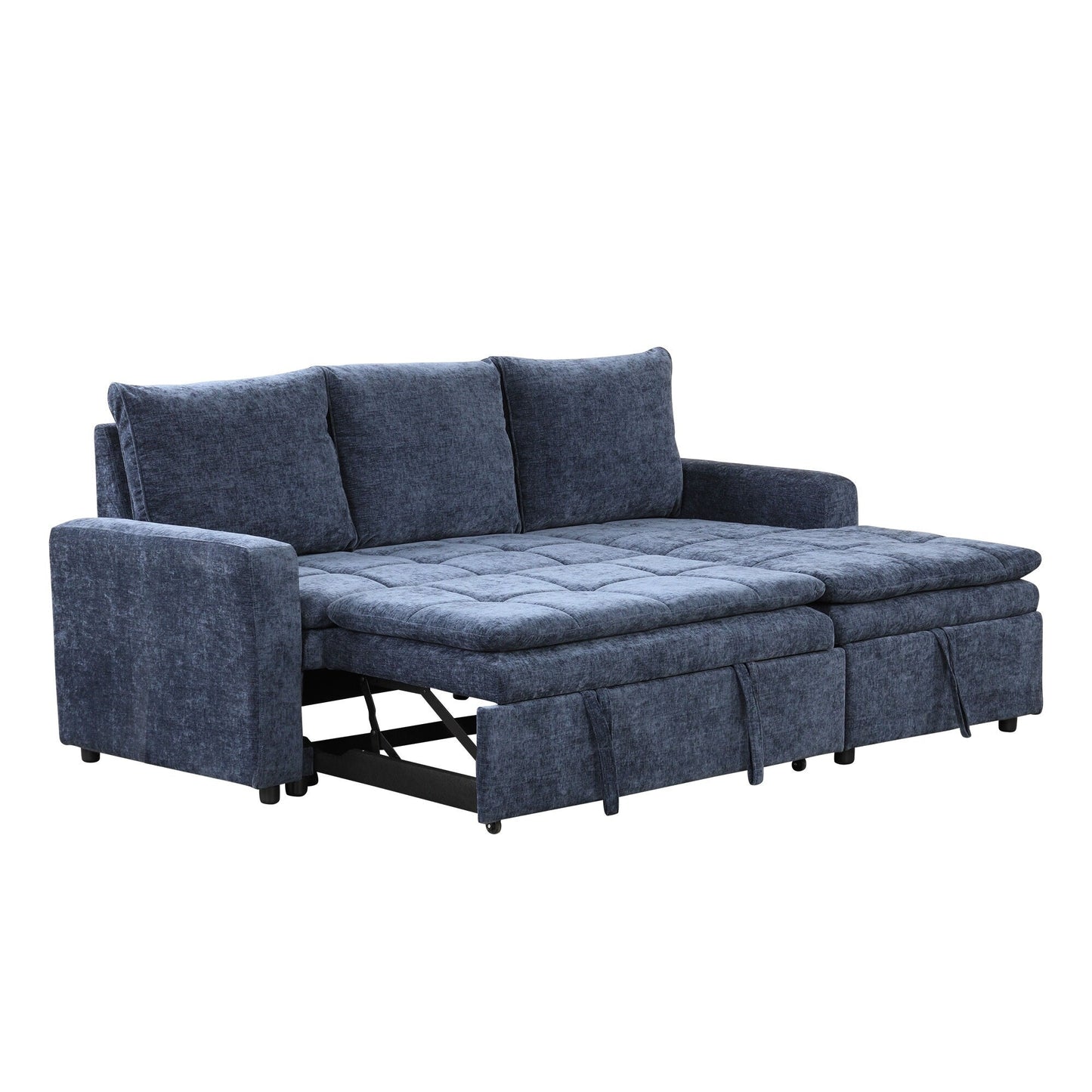 Free Conversion L-Shaped 3-Seat Sectional Sofa Bed with Storage Space and Removable Cushions for Living Room Apartment
