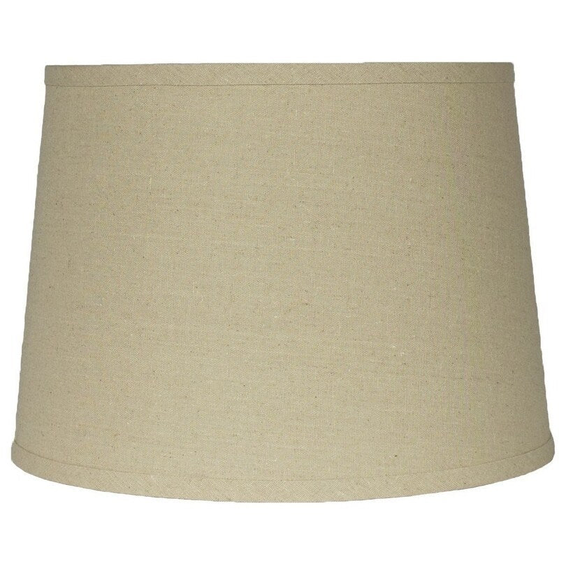 French Drum Lamp Shade, Textured Flax Linen, 12 Top, 14 Bottom, 10 Slant