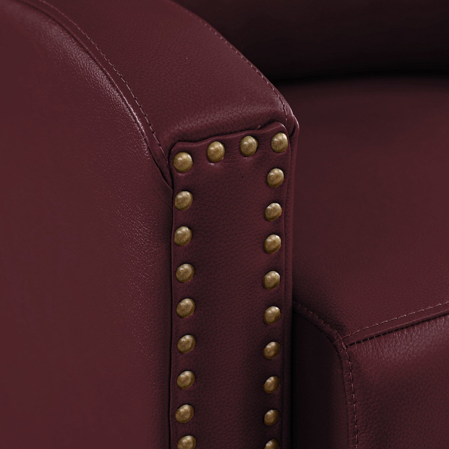 Genuine Leather Pushback Recliner with Multi-Angle Seat Back and Solid Wood Legs