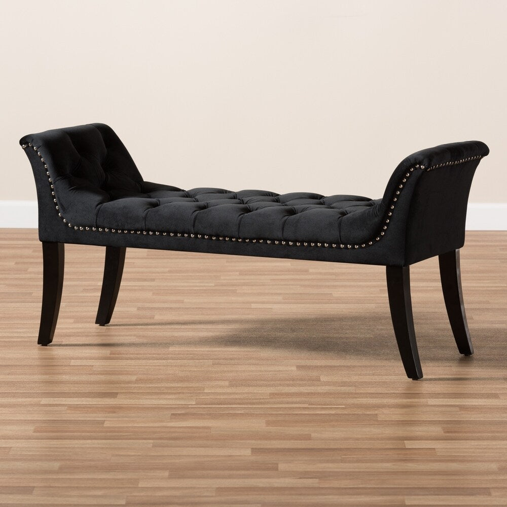 Glam Black Velvet Bench by Baxton Studio