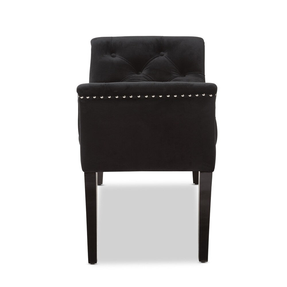 Glam Black Velvet Bench by Baxton Studio