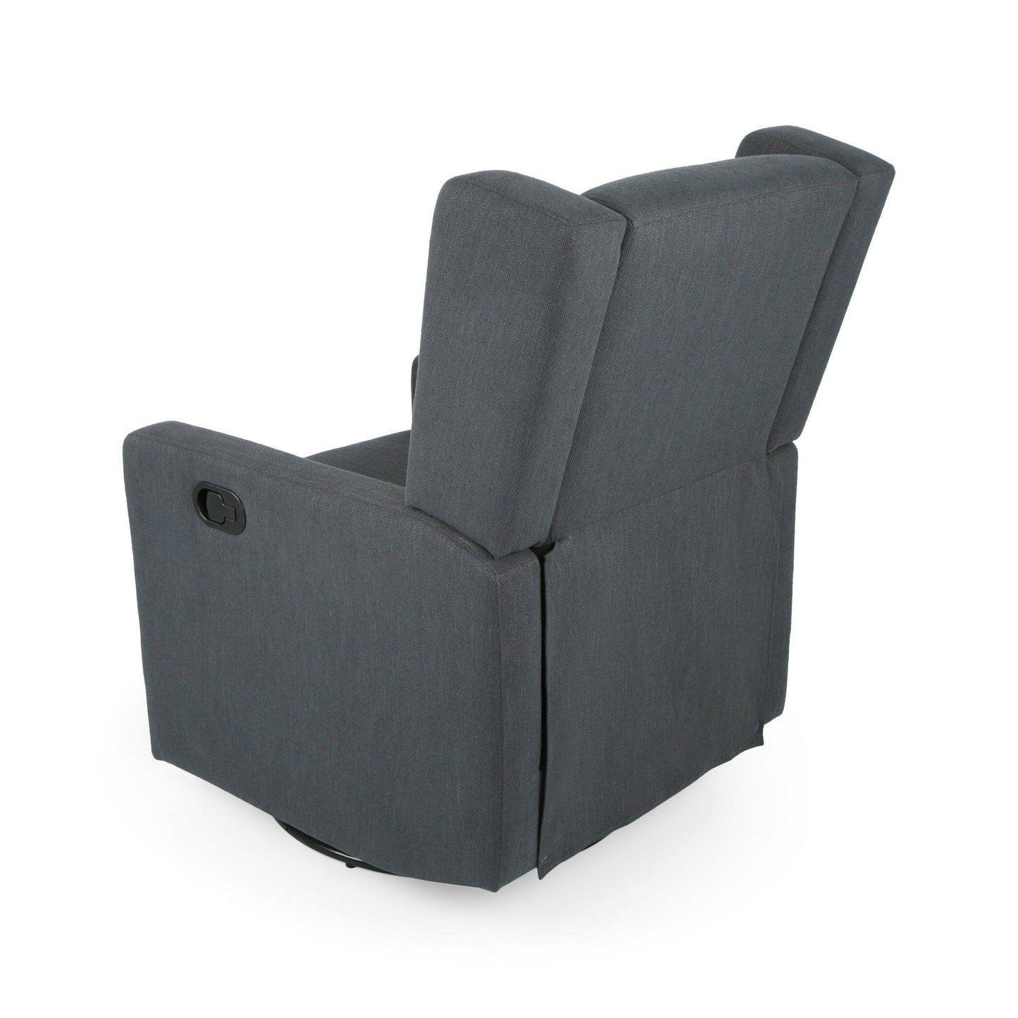 Glider Recliner Chair with Swivel, Birch Wood and Charcoal Gray Fabric