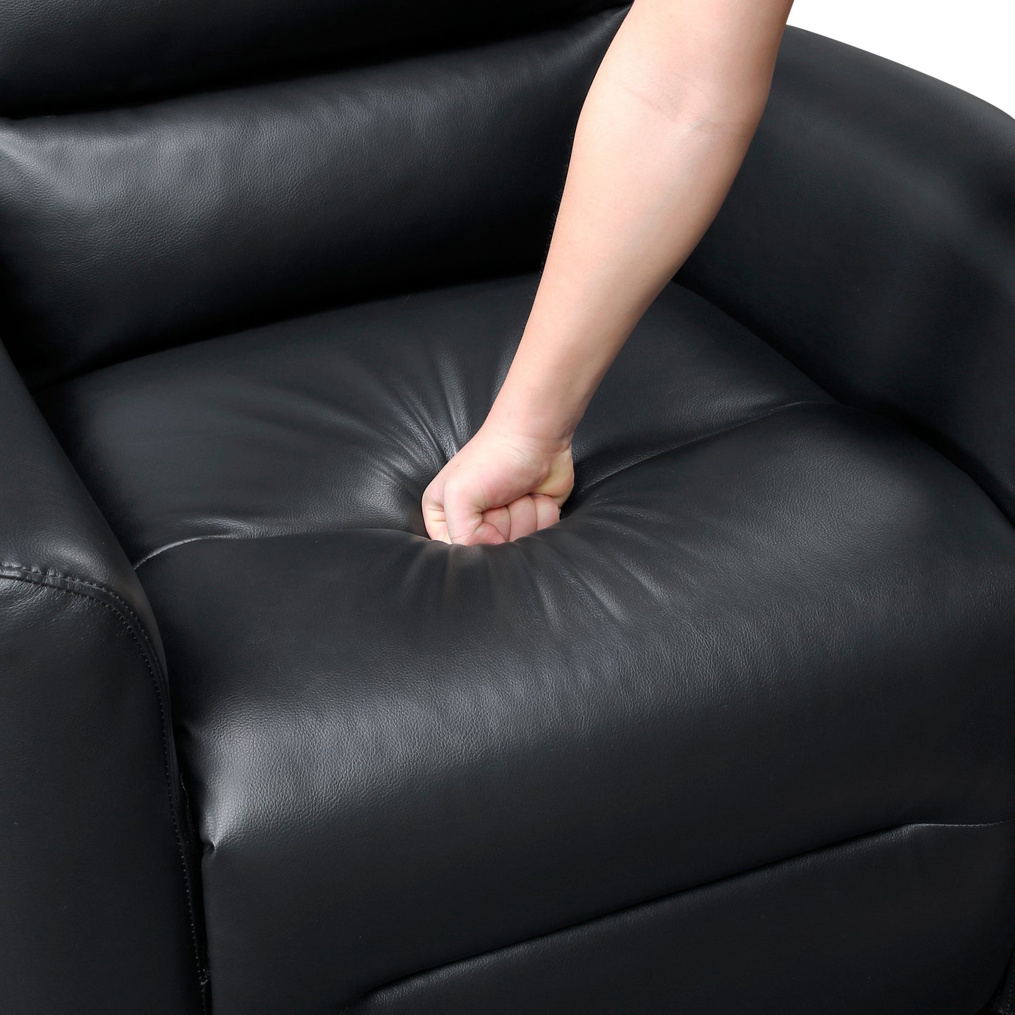 Glider Reclining Chair Swivel Motion Breathable Faux Leather Upholstery Luxury Living Room Furniture, Movie Chair