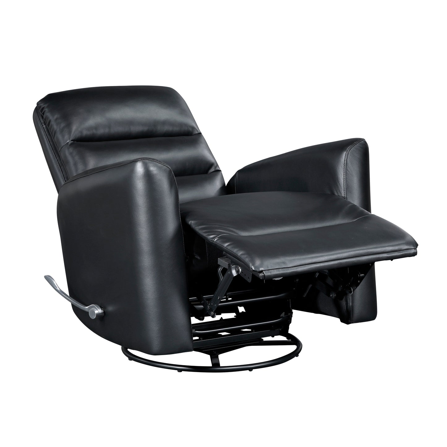 Glider Reclining Chair Swivel Motion Breathable Faux Leather Upholstery Luxury Living Room Furniture, Movie Chair
