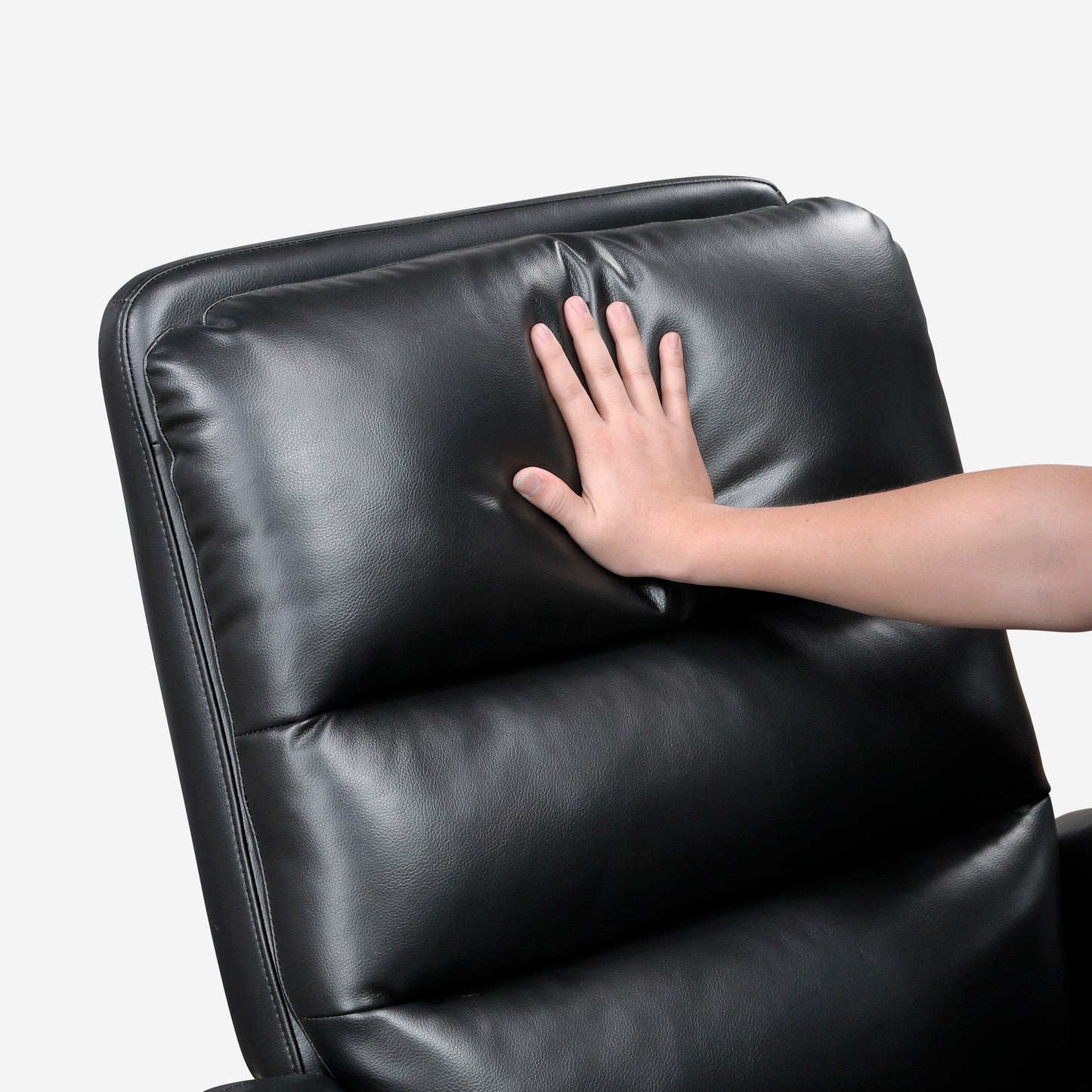 Glider Reclining Chair Swivel Motion Breathable Faux Leather Upholstery Luxury Living Room Furniture, Movie Chair