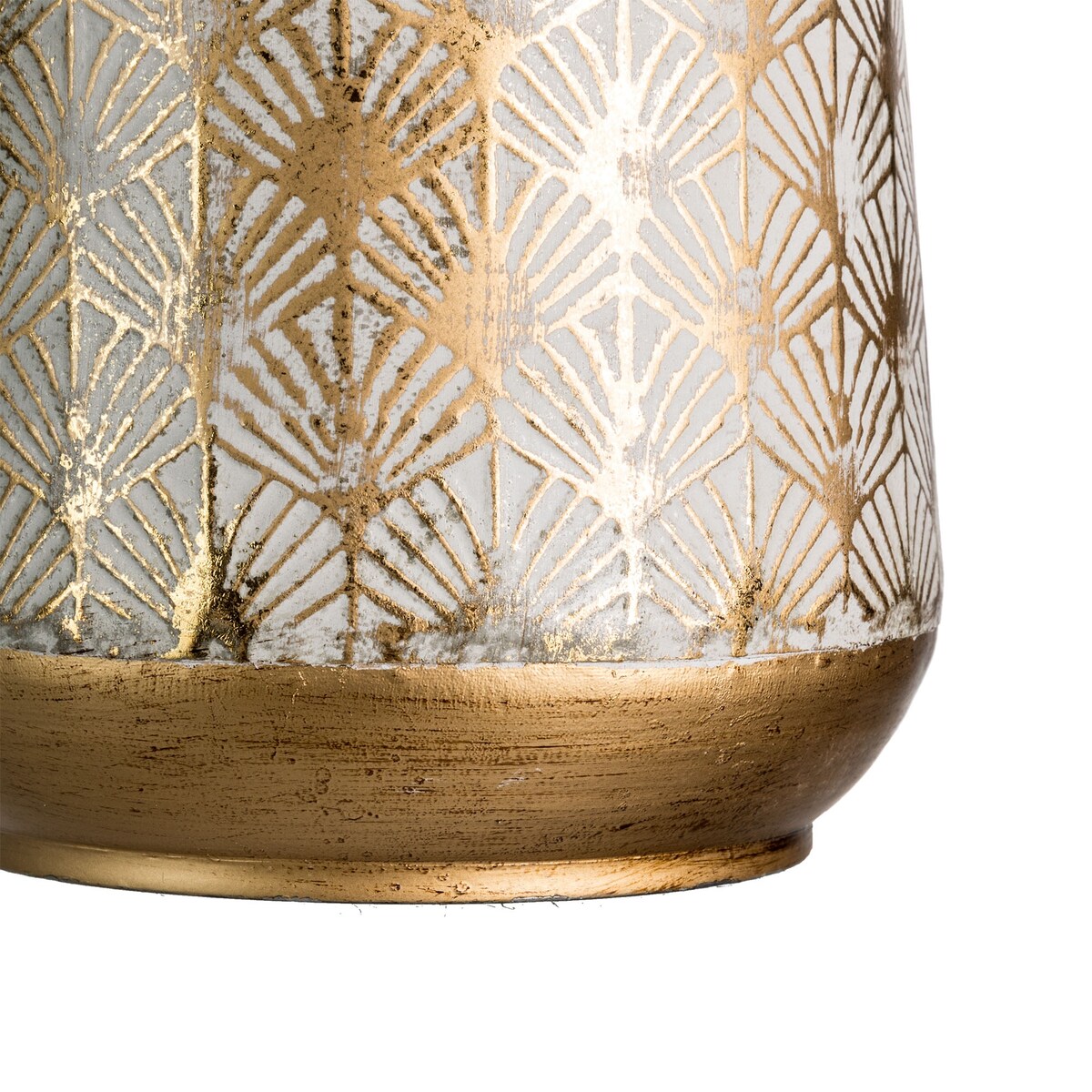 Glitzhome Set of 2 Distressed Traditional Vintage Gold/White Metal Vases