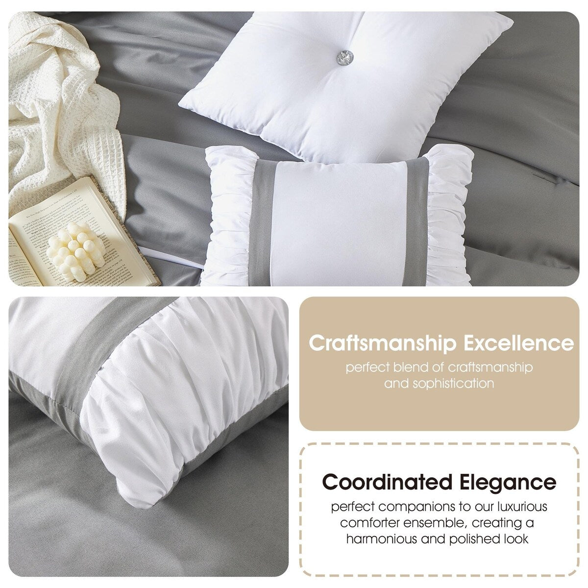 Nanshing Regala 7 Piece Minimalist Pinch Pleat Comforter Set