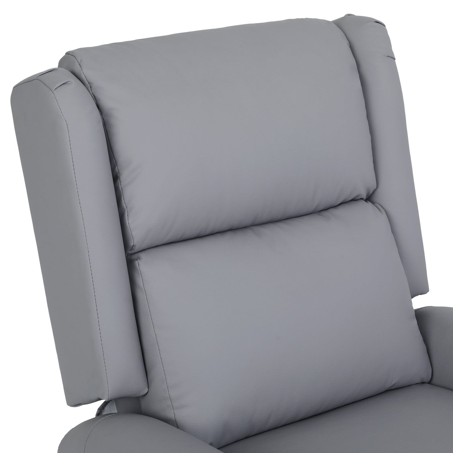 Gray PU Leather Upholstered 360° Swivel Manual Recliner with Adjustable Backrest and Footrest, Nailhead decoration