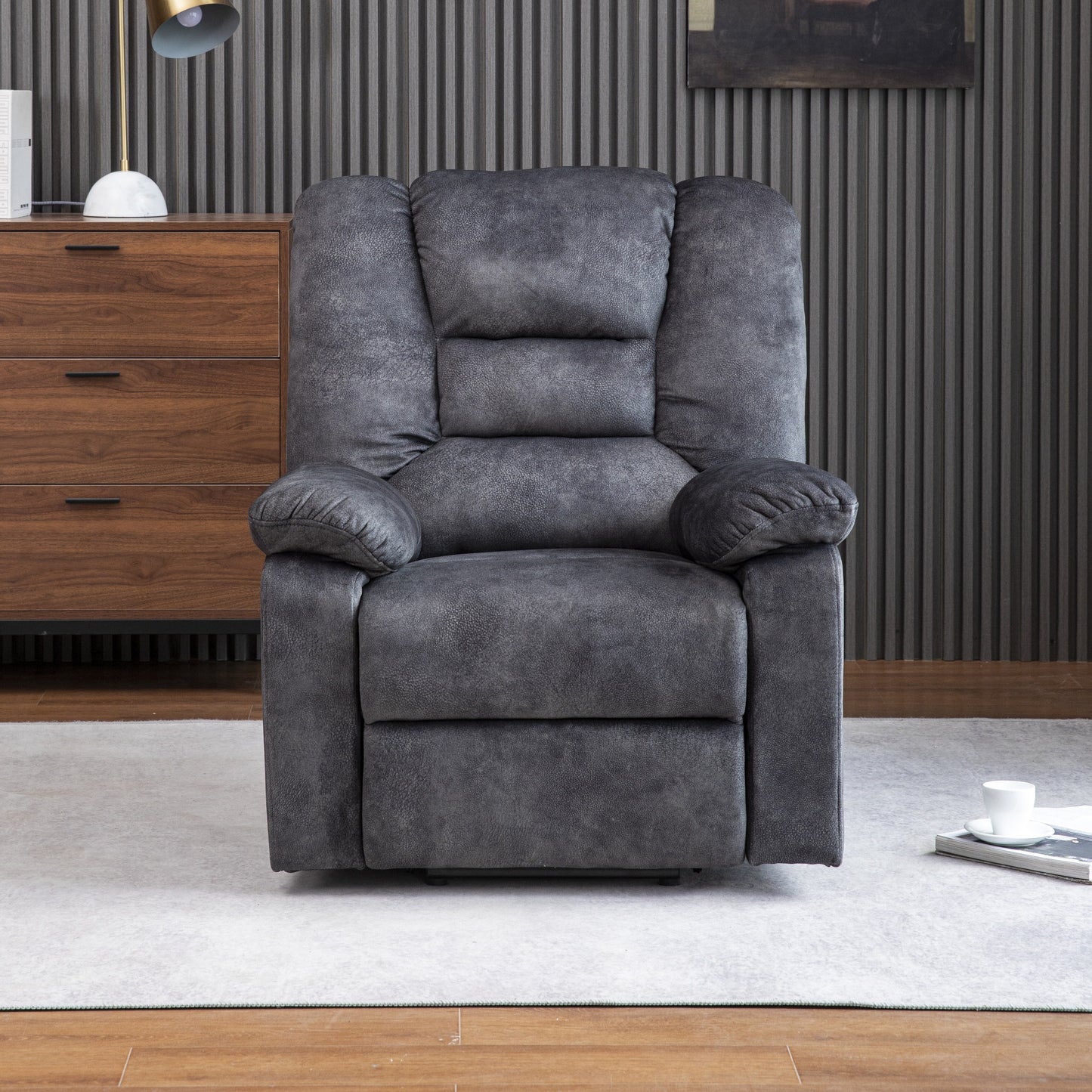 Gray Velvet Upholstered Power Lift Recliner for Elderly with Massage, Lumbar Heating, Side Storage Pockets