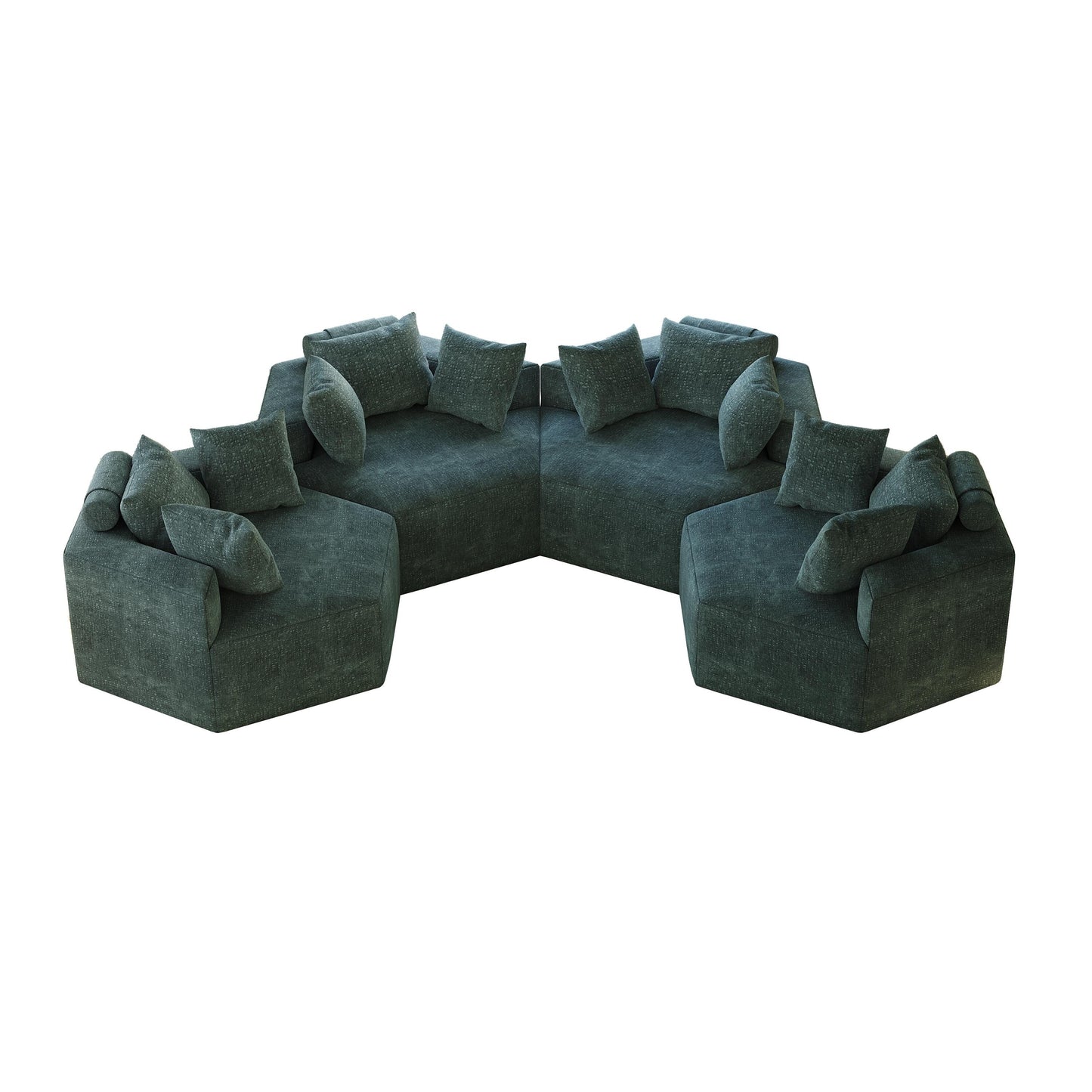 Green Chenille Single Sleeper Sofa with Backrest Pillow