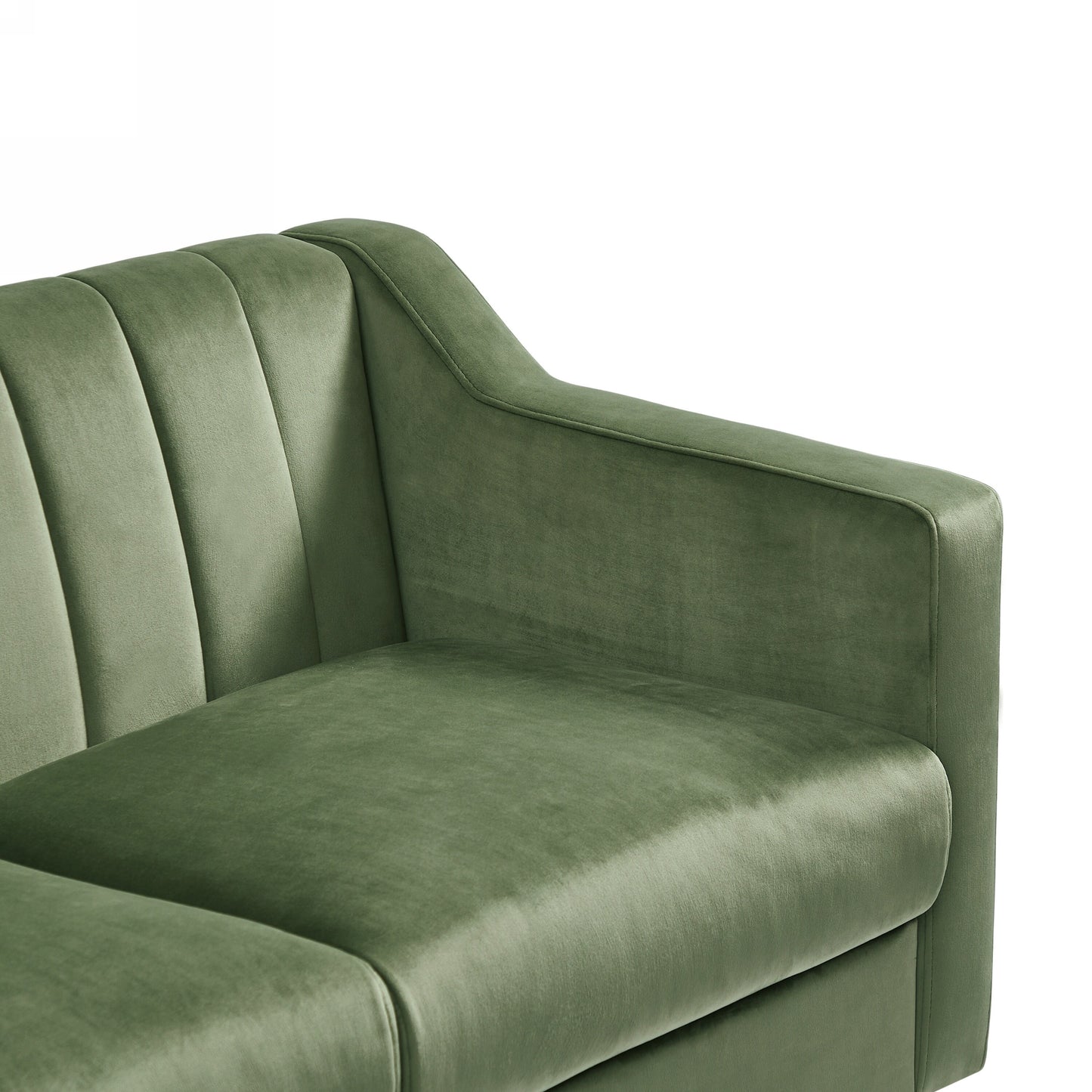 Green Mid Century Modern 55 Velvet Loveseat Chesterfield Upholstered Sofa with Wooden Frame and Pillows for Living Room