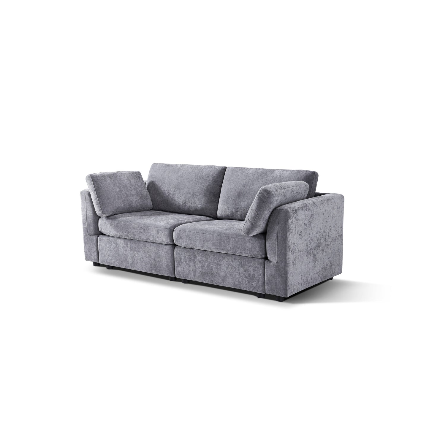 Grey 80.31 Chenille Loveseat Modular Sofa with Solid Wood Frame for Living Room
