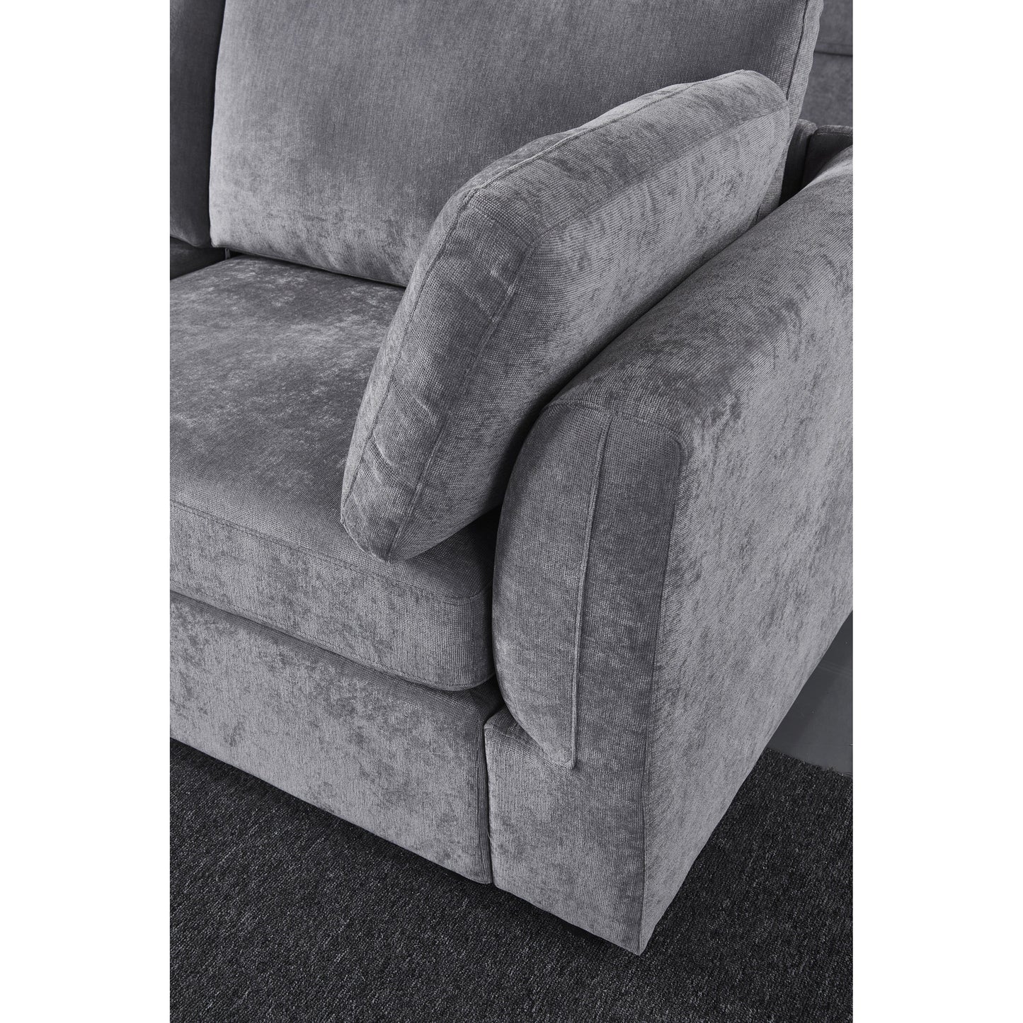 Grey 80.31 Chenille Loveseat Modular Sofa with Solid Wood Frame for Living Room