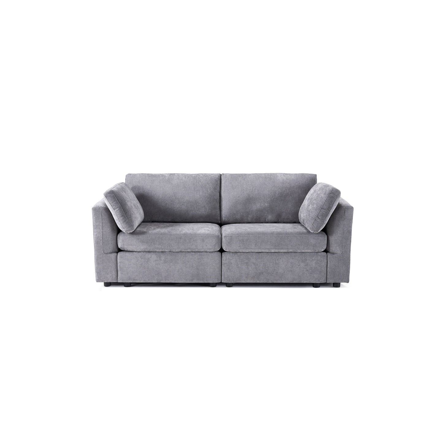 Grey 80.31 Chenille Loveseat Modular Sofa with Solid Wood Frame for Living Room