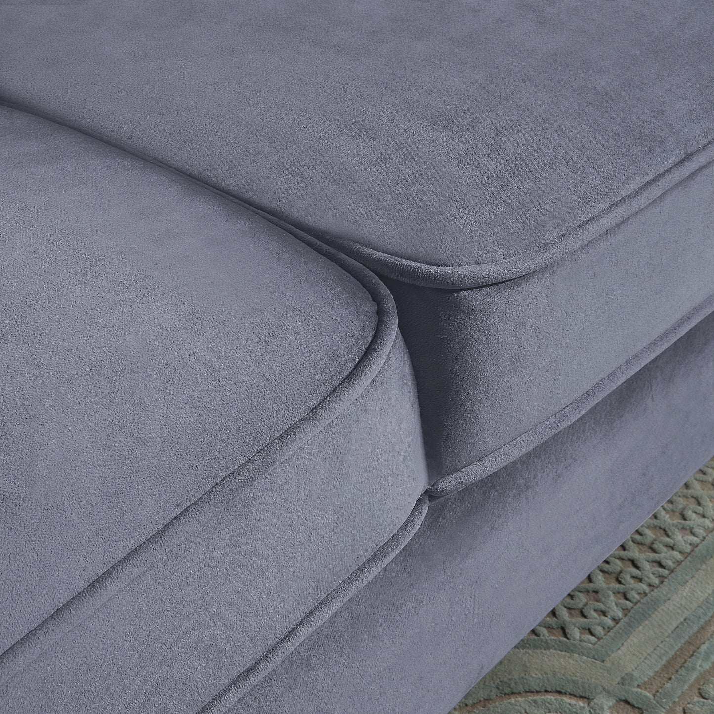 Grey 86.61 Velvet 3-seater Sofa with Pillows and Gold Finish Metal Leg for Living Room