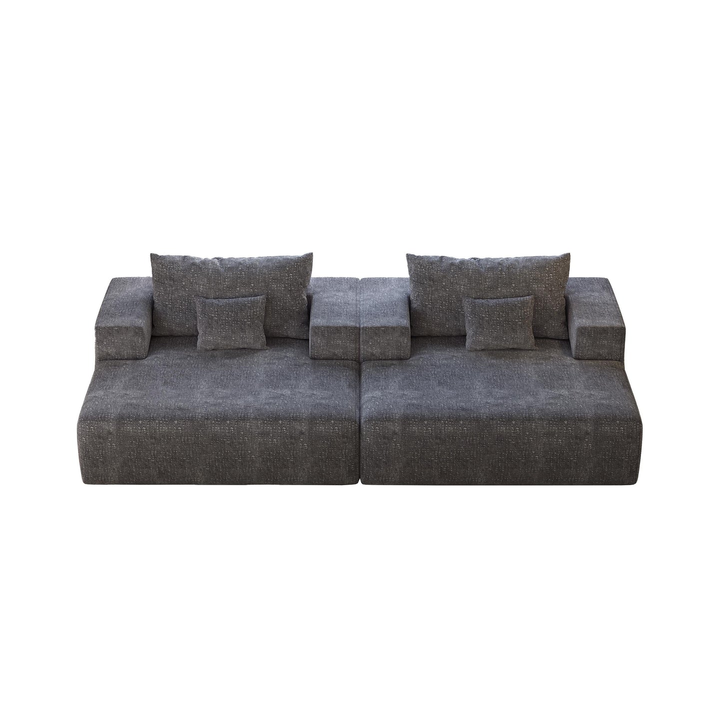 Grey Chenille Single Sleeper Chair Sofa with Backrest Pillow
