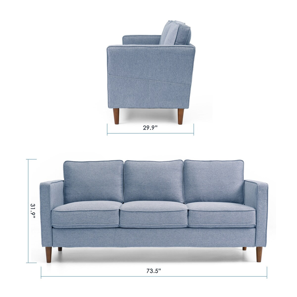 HANA Modern Linen Sofa w/ Arm Pockets by Crown Comfort