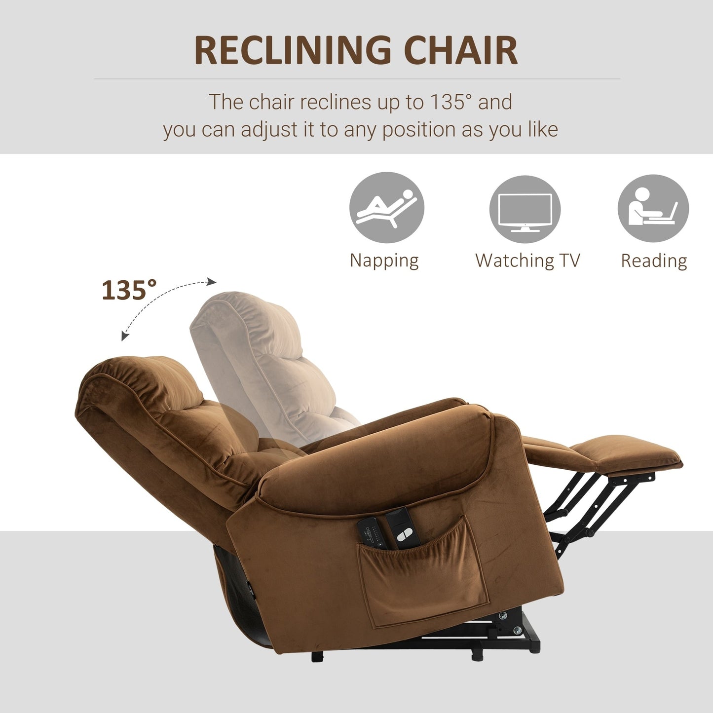 HOMCOM Electric Power Lift Recliner, Upholstered Vibration Massage Chair with Remote Control