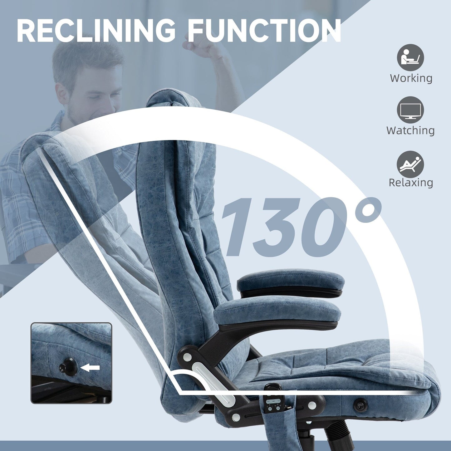 HOMCOM High Back Vibration Massage Office Chair with 6 Vibration Points, Beige