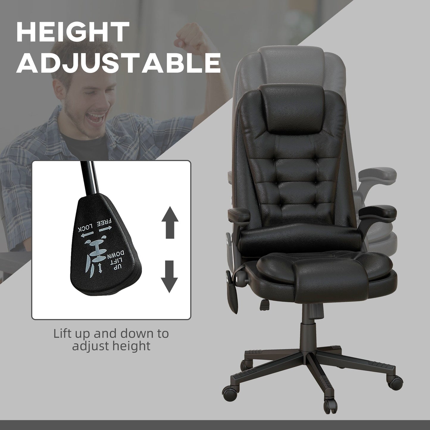 HOMCOM High Back Vibration Massage Office Chair with 6 Vibration Points, Beige