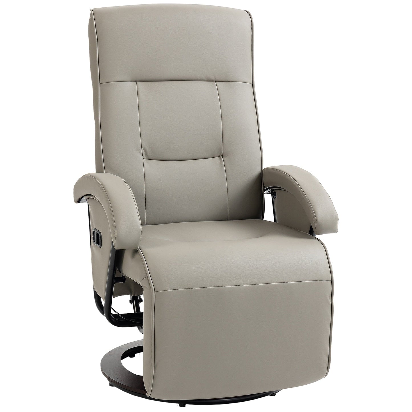 HOMCOM PU Recliner with Footrest, Lounge Chair with 135° Adjustable Backrest, Swivel Wood Base