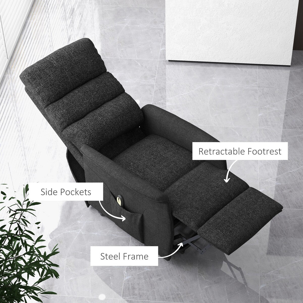 HOMCOM Power Lift Recliner Chair for Elderly, Easy Assembly, Fabric Lift Chair with Remote Control, Side Pockets for Living Room
