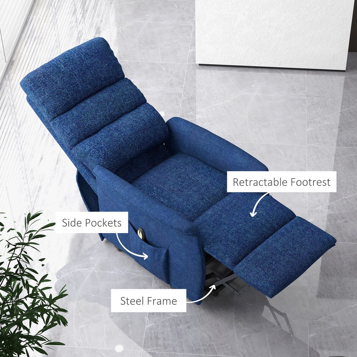 HOMCOM Power Lift Recliner Chair for Elderly, Easy Assembly, Fabric Lift Chair with Remote Control, Side Pockets for Living Room