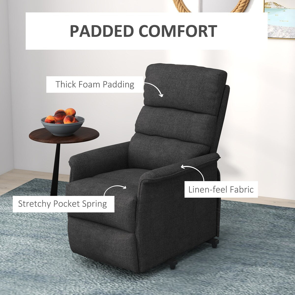 HOMCOM Power Lift Recliner Chair for Elderly, Easy Assembly, Fabric Lift Chair with Remote Control, Side Pockets for Living Room