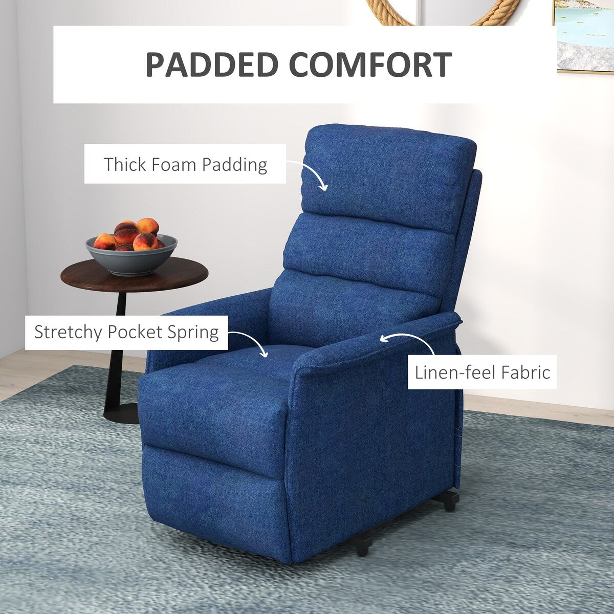 HOMCOM Power Lift Recliner Chair for Elderly, Easy Assembly, Fabric Lift Chair with Remote Control, Side Pockets for Living Room