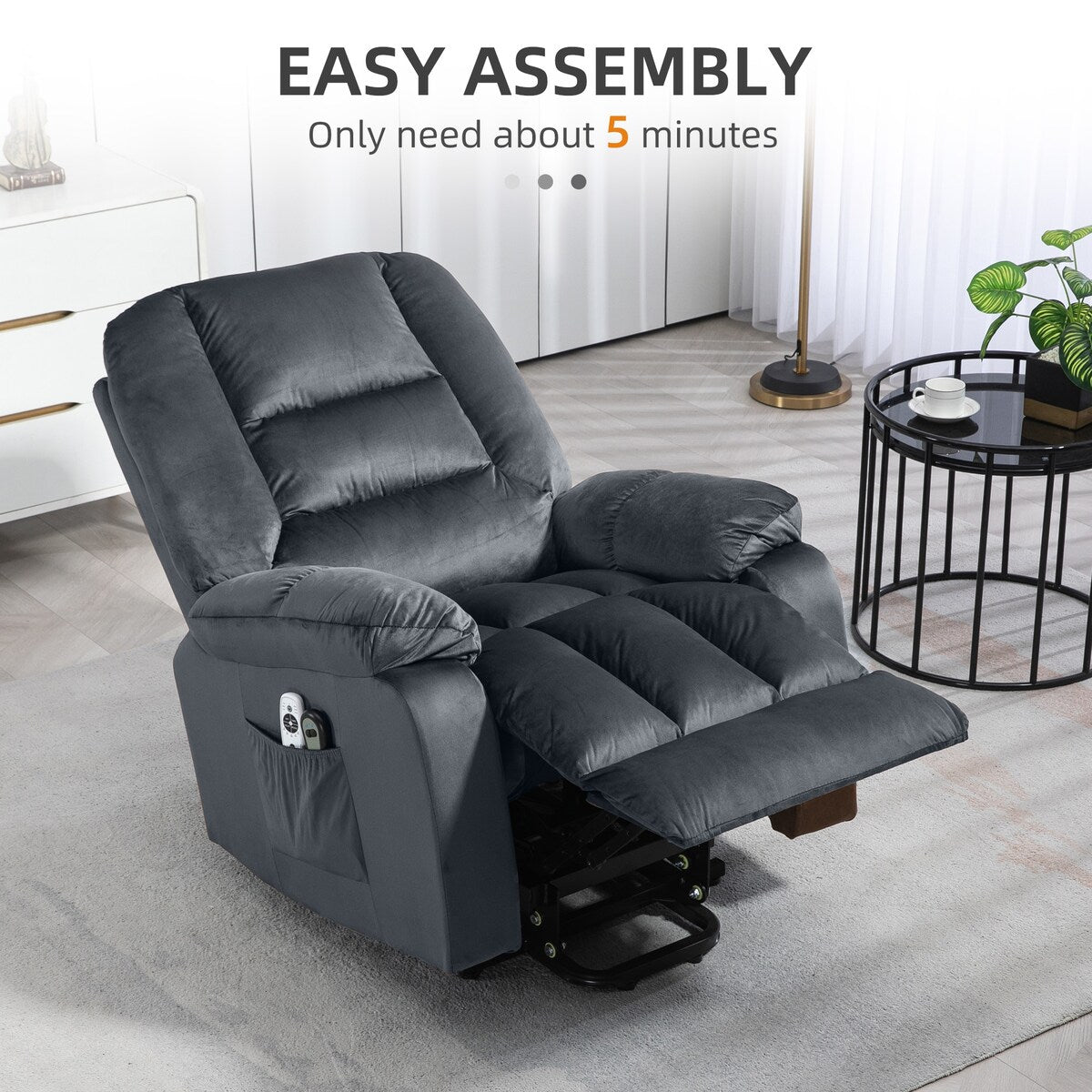 HOMCOM Power Lift Recliner Chair, Ergonomic Massage Chair with 4 Positions and Heating