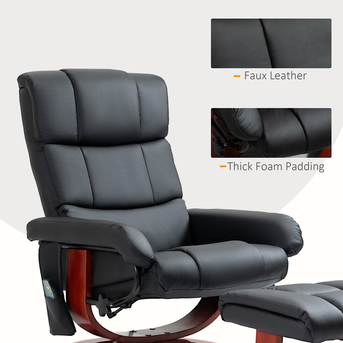 HOMCOM Recliner Chair with Ottoman, Electric Faux Leather Recliner