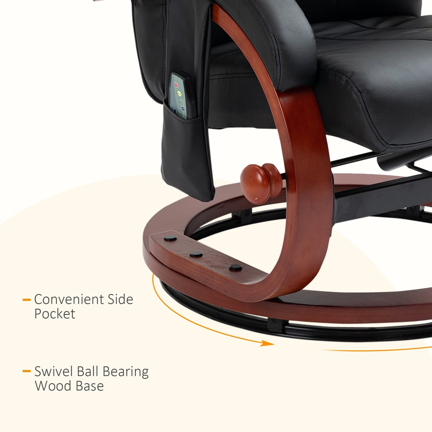 HOMCOM Recliner Chair with Ottoman, Electric Faux Leather Recliner