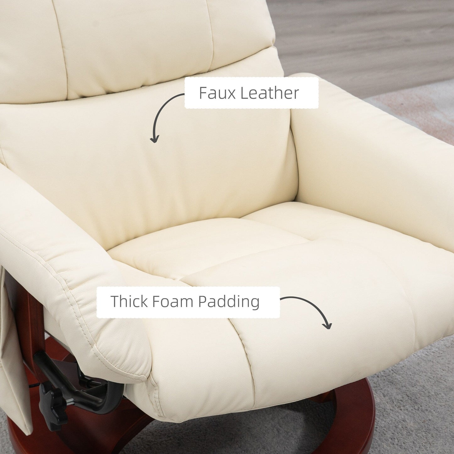 HOMCOM Recliner Chair with Ottoman, Electric Faux Leather Recliner