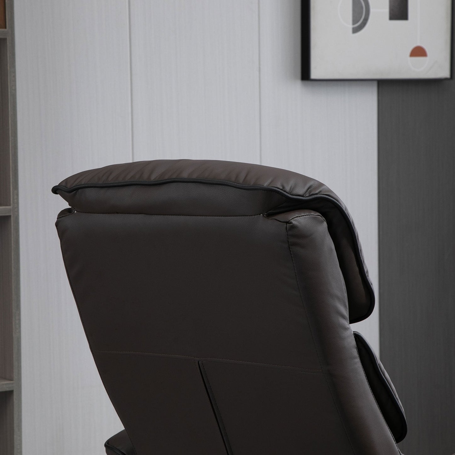 HOMCOM Recliner Chair with Ottoman, Swivel PU Leather High Back Armchair w/ Footrest Stool, 135° Adjustable Backrest