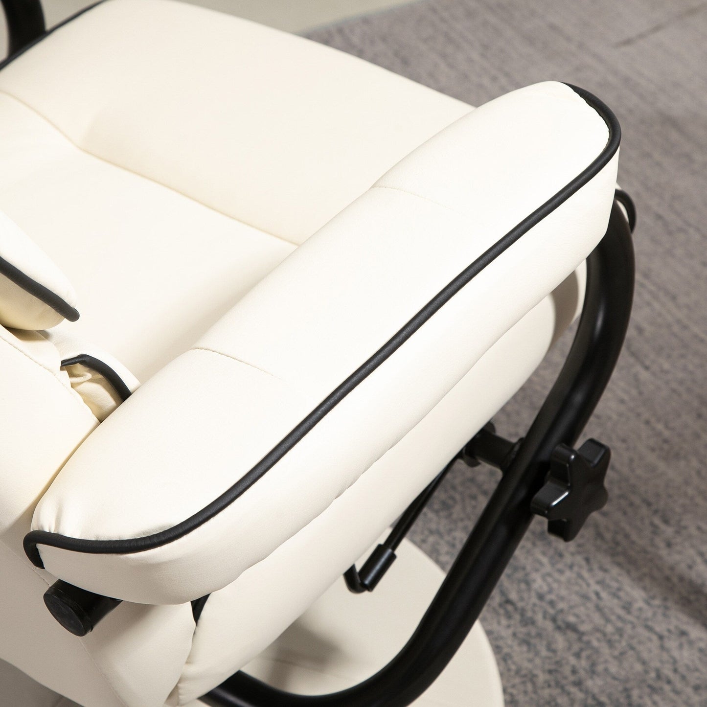 HOMCOM Recliner Chair with Ottoman, Swivel PU Leather High Back Armchair w/ Footrest Stool, 135° Adjustable Backrest