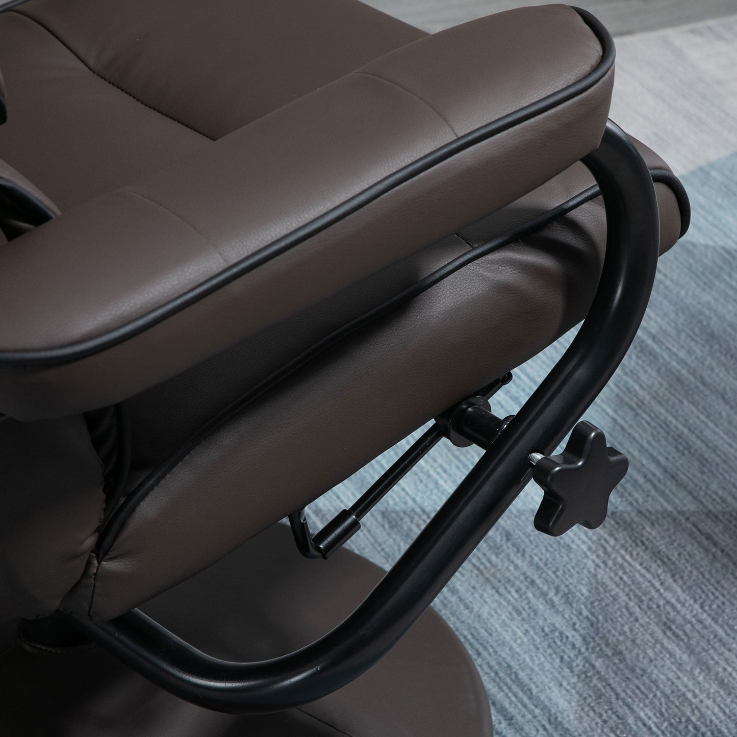 HOMCOM Recliner Chair with Ottoman, Swivel PU Leather High Back Armchair w/ Footrest Stool, 135° Adjustable Backrest
