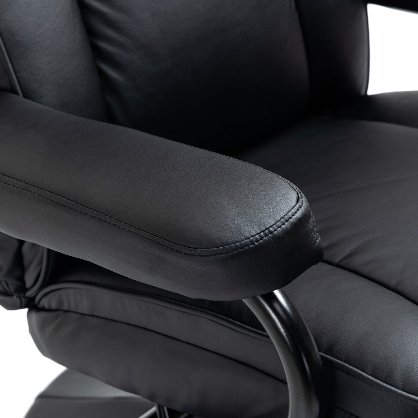 HOMCOM Swivel Recliner, Manual PU Leather Armchair with Ottoman Footrest for Living Room, Office, Bedroom