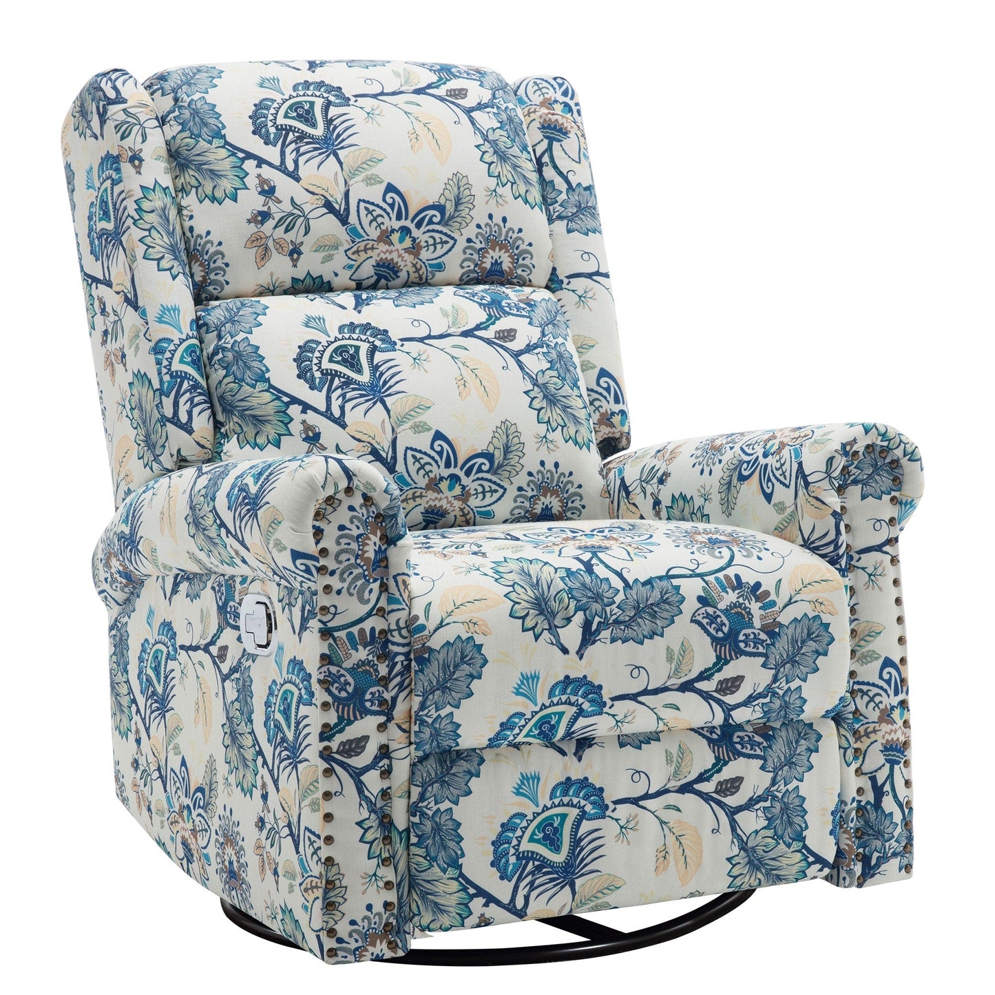 HOMYKA Floral Manual Recliner Swivel Rocking Chair Upholstered Glider