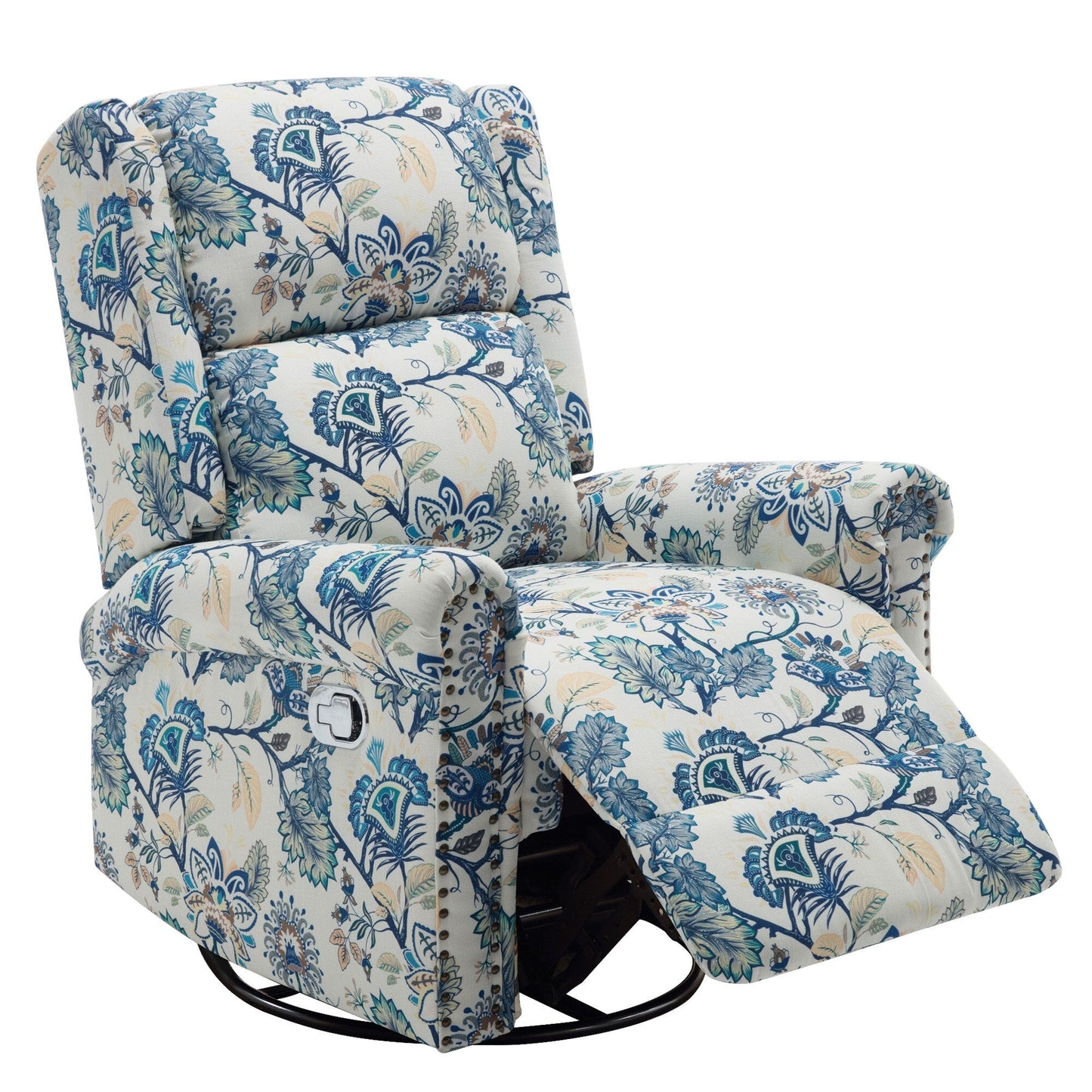 HOMYKA Floral Manual Recliner Swivel Rocking Chair Upholstered Glider