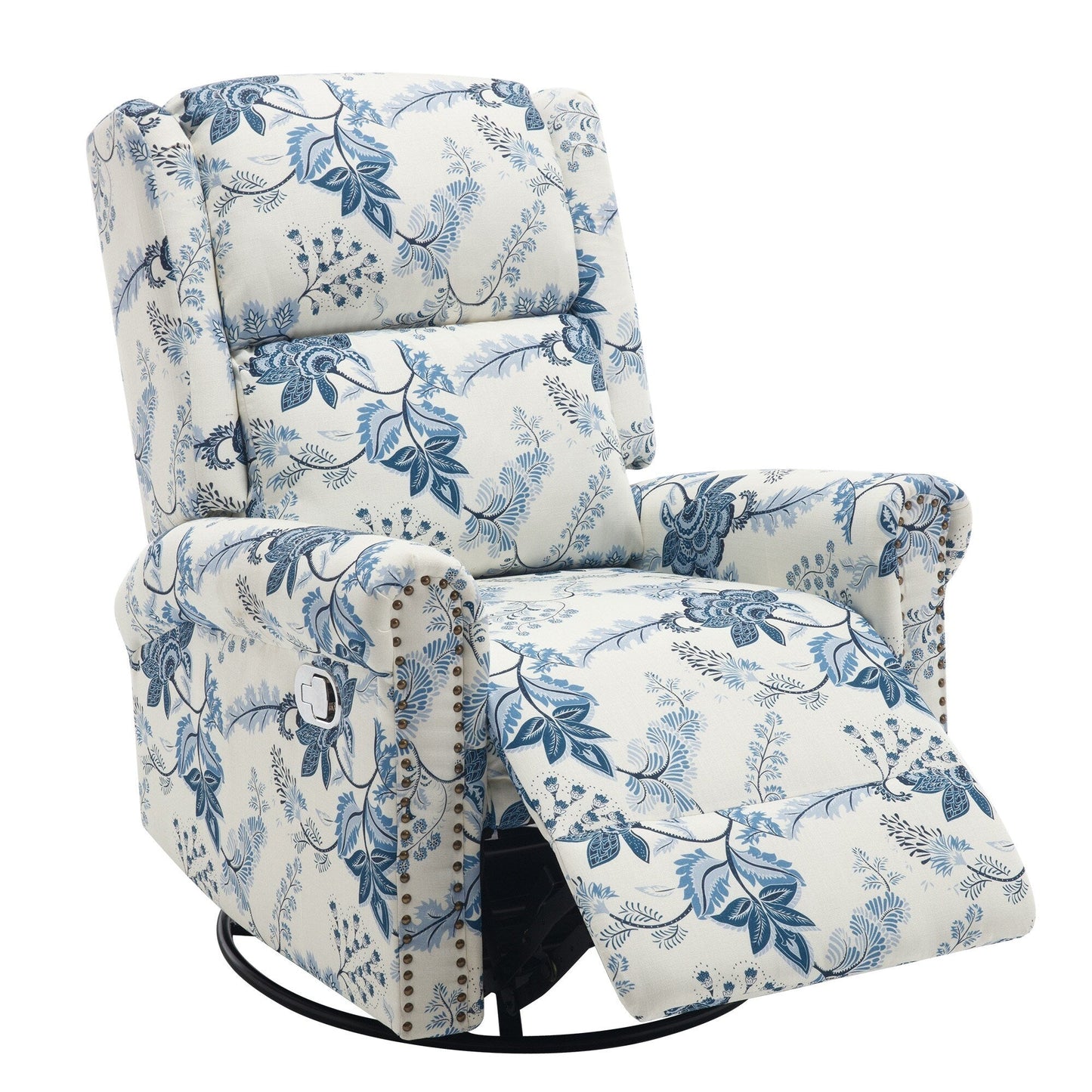 HOMYKA Floral Manual Recliner Swivel Rocking Chair Upholstered Glider