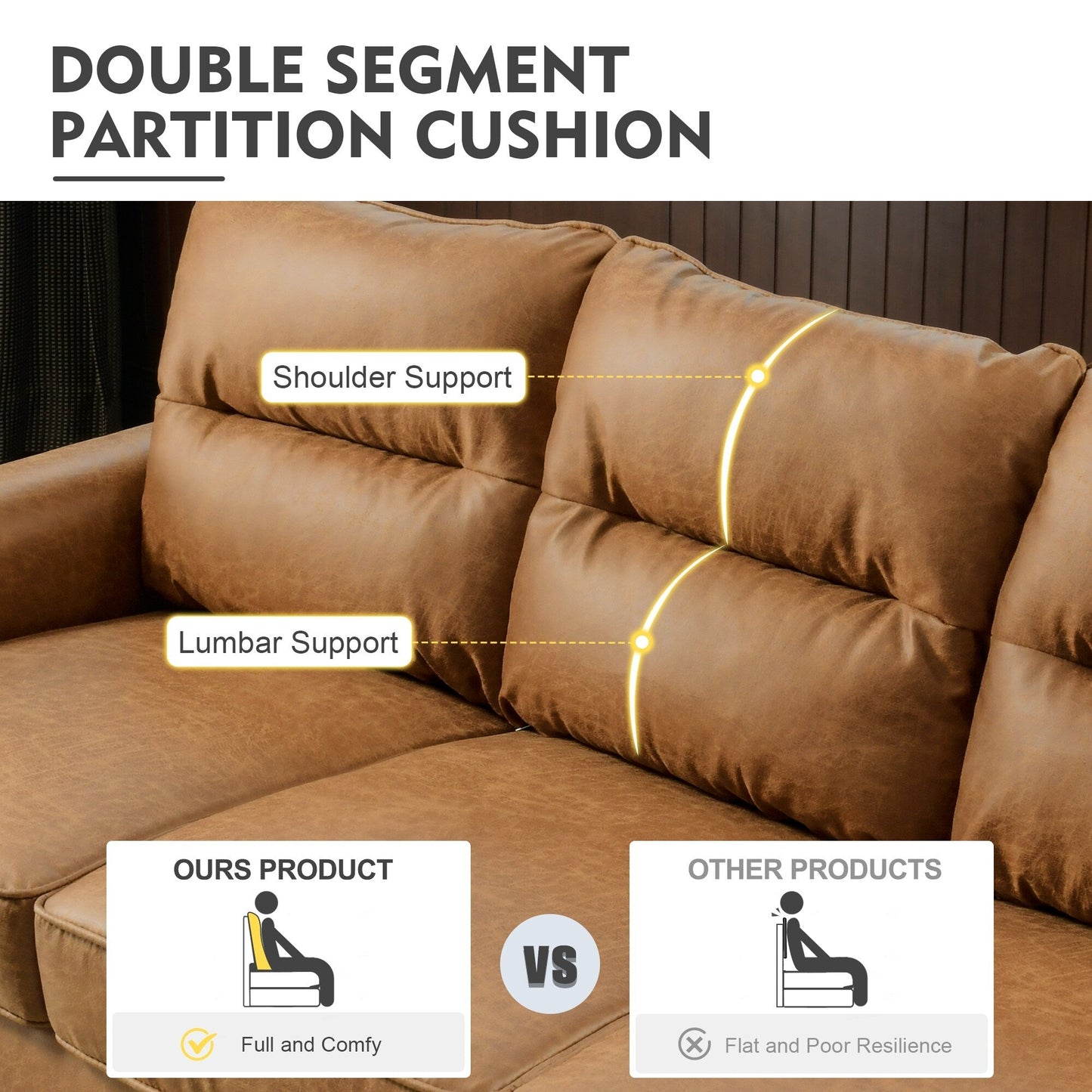 HOOOWOOO Living Room Furniture 71 Modern Upholstered Fabric 3-Seater Sofa