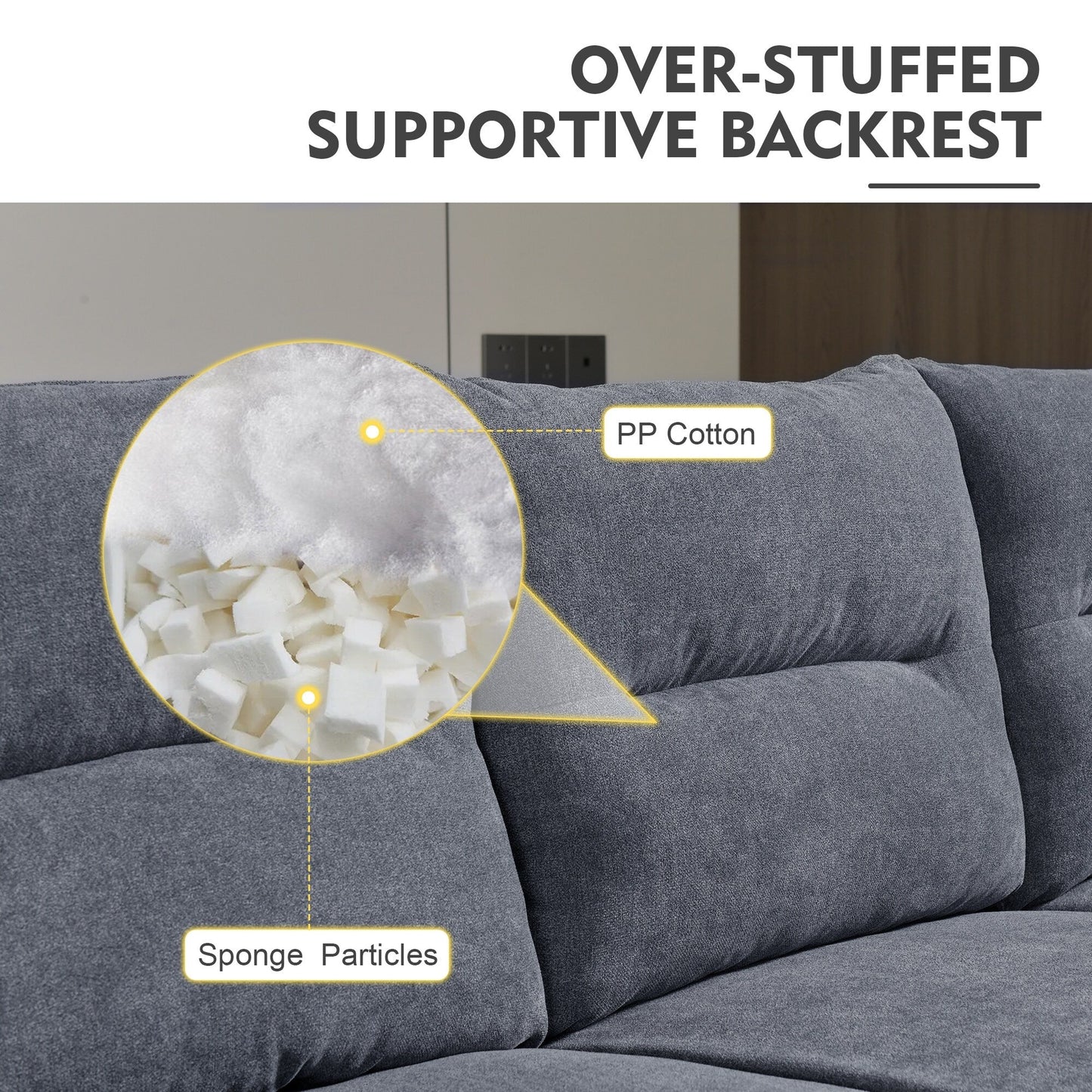 HOOOWOOO Living Room Furniture 71 Modern Upholstered Fabric 3-Seater Sofa