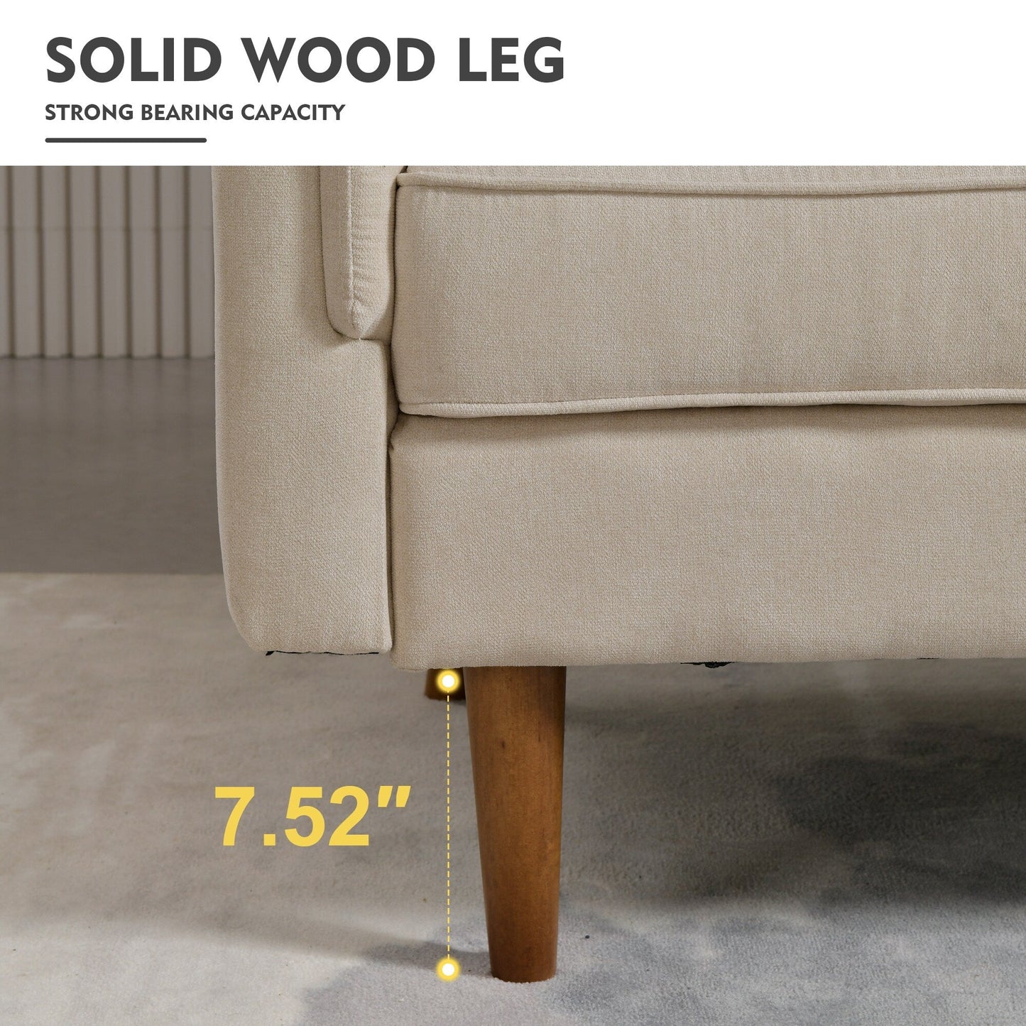 HOOOWOOO Living Room Furniture 71 Modern Upholstered Fabric 3-Seater Sofa